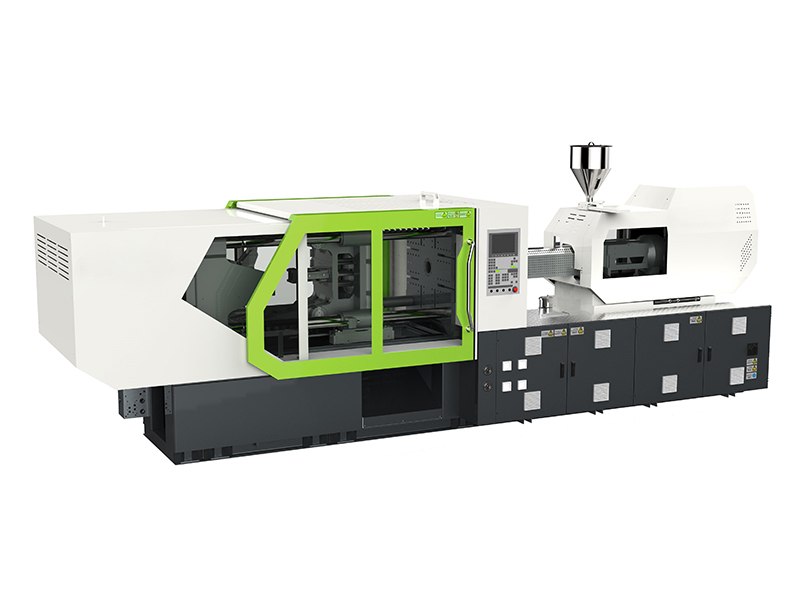 Modern injection molding machine with control panel and robotic arm