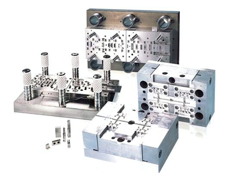 Injection mold with cavity and core showing detailed tooling
