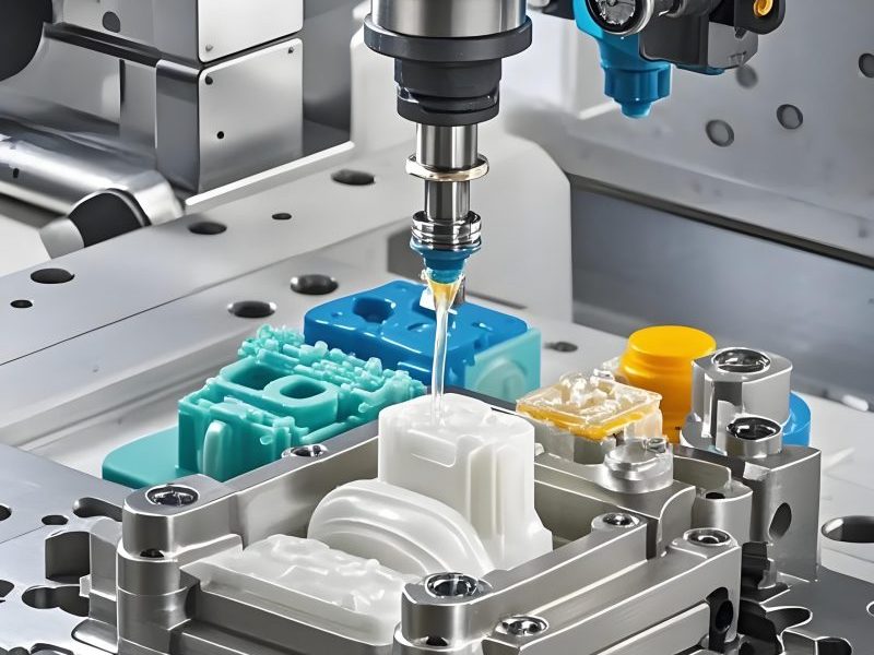 Injection molding machine in production
