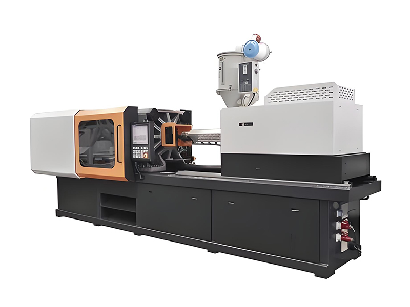 Different types of injection molding machines arranged in a manufacturing facility