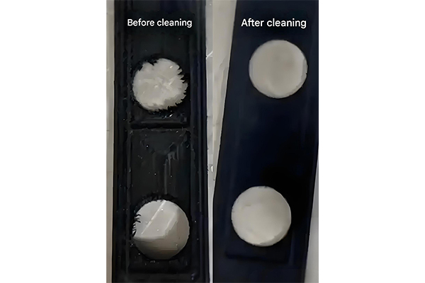 Injection molded plastic part showing flash defect around edges